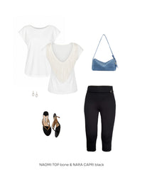 NAOMI TOP bone + NARA CAPRI black