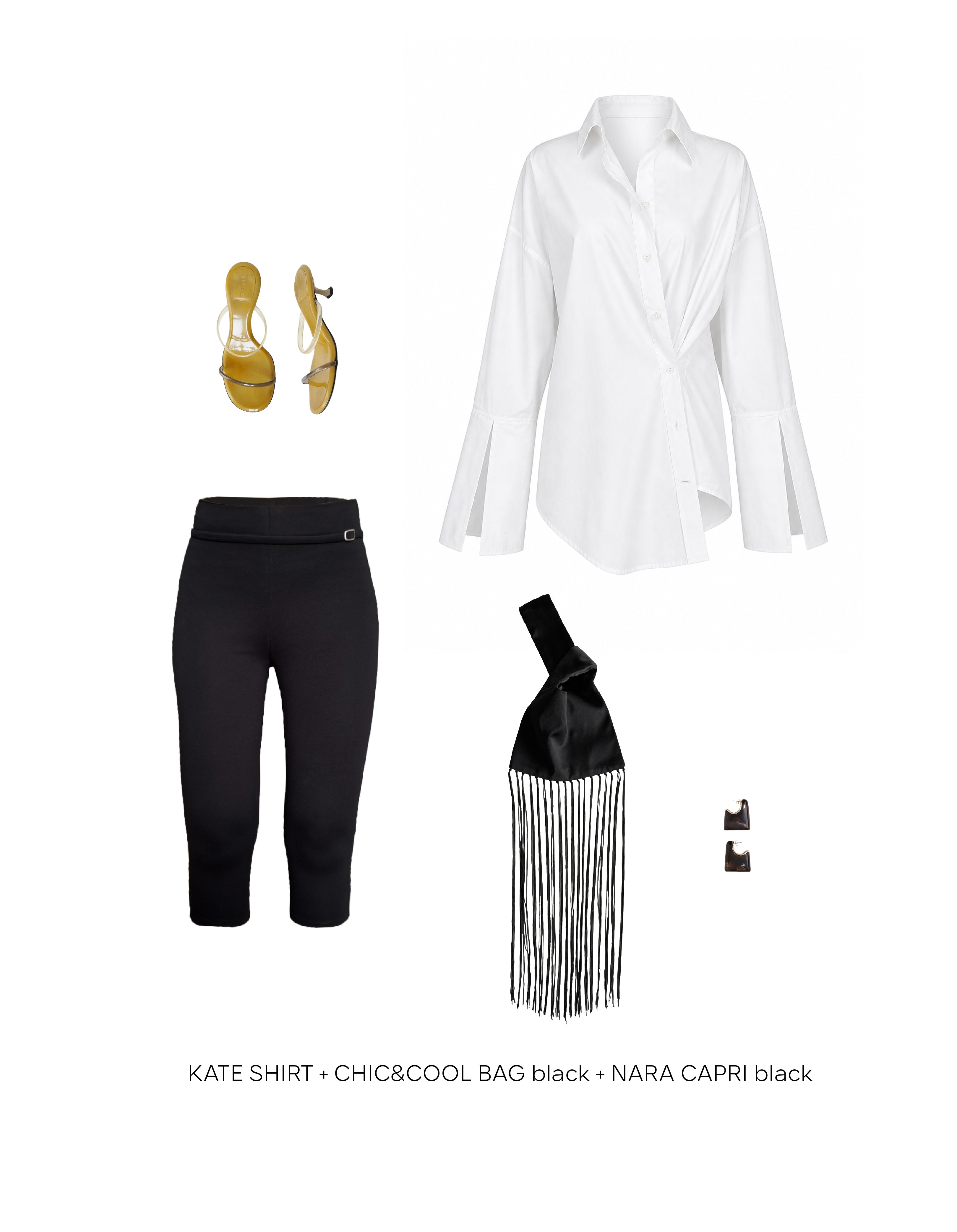 KATE SHIRT + NARA CAPRI black + CHIC&COOL black