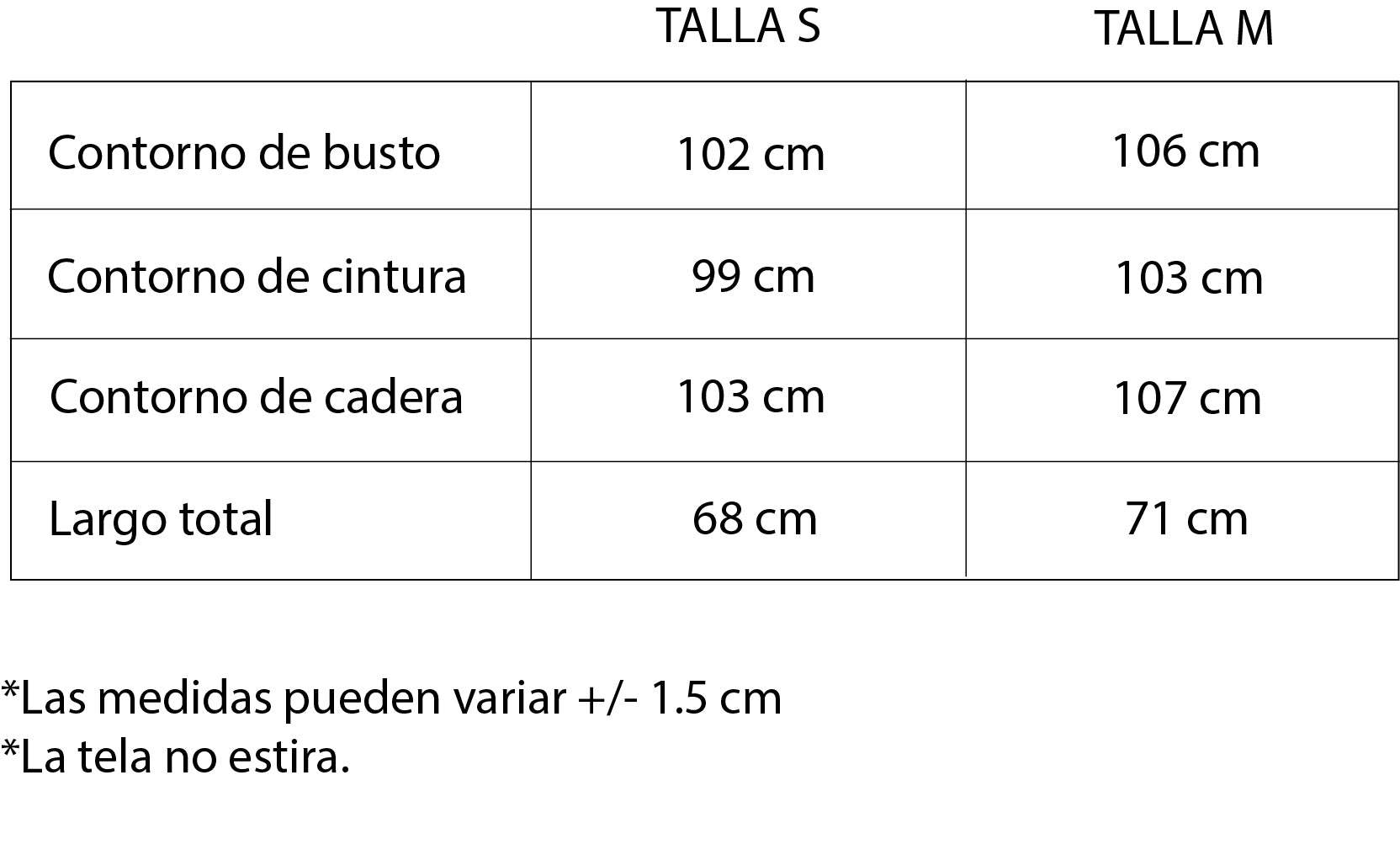 Guía de tallas