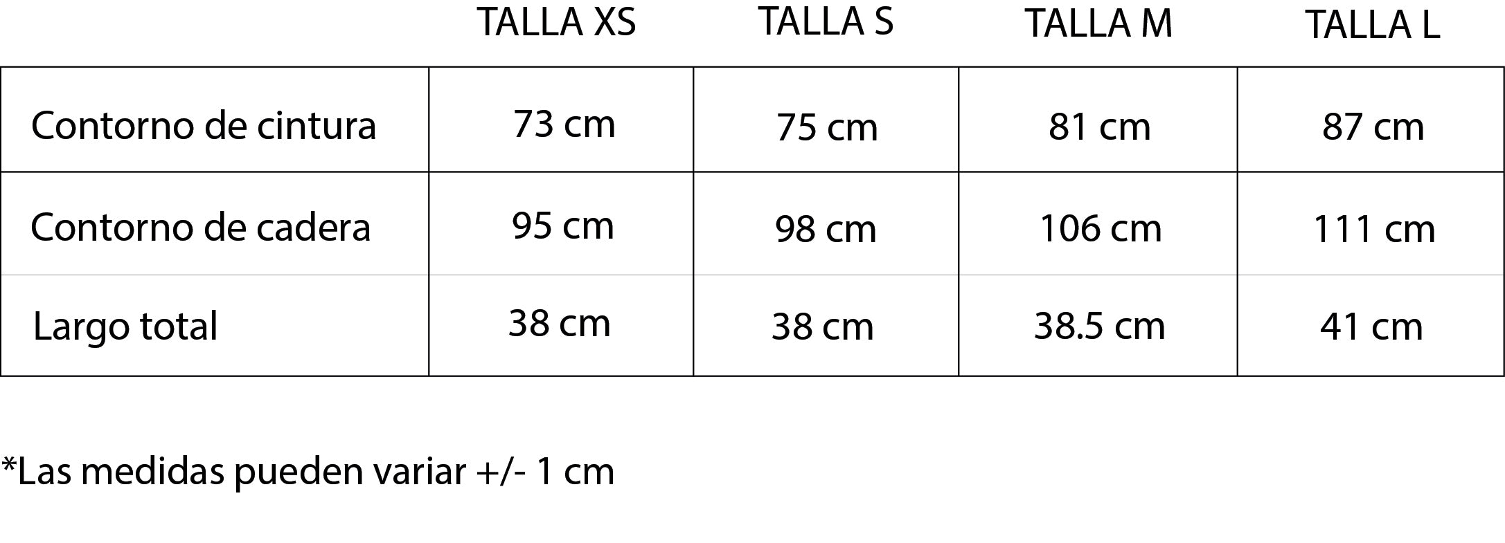 Guía de tallas