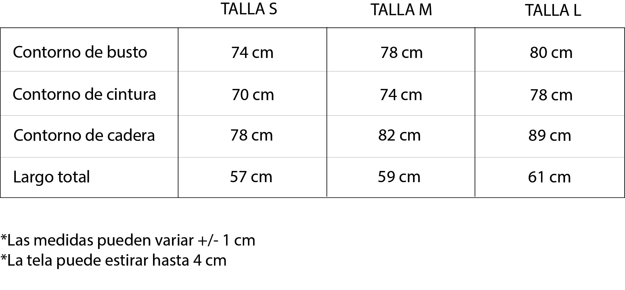 Guía de tallas