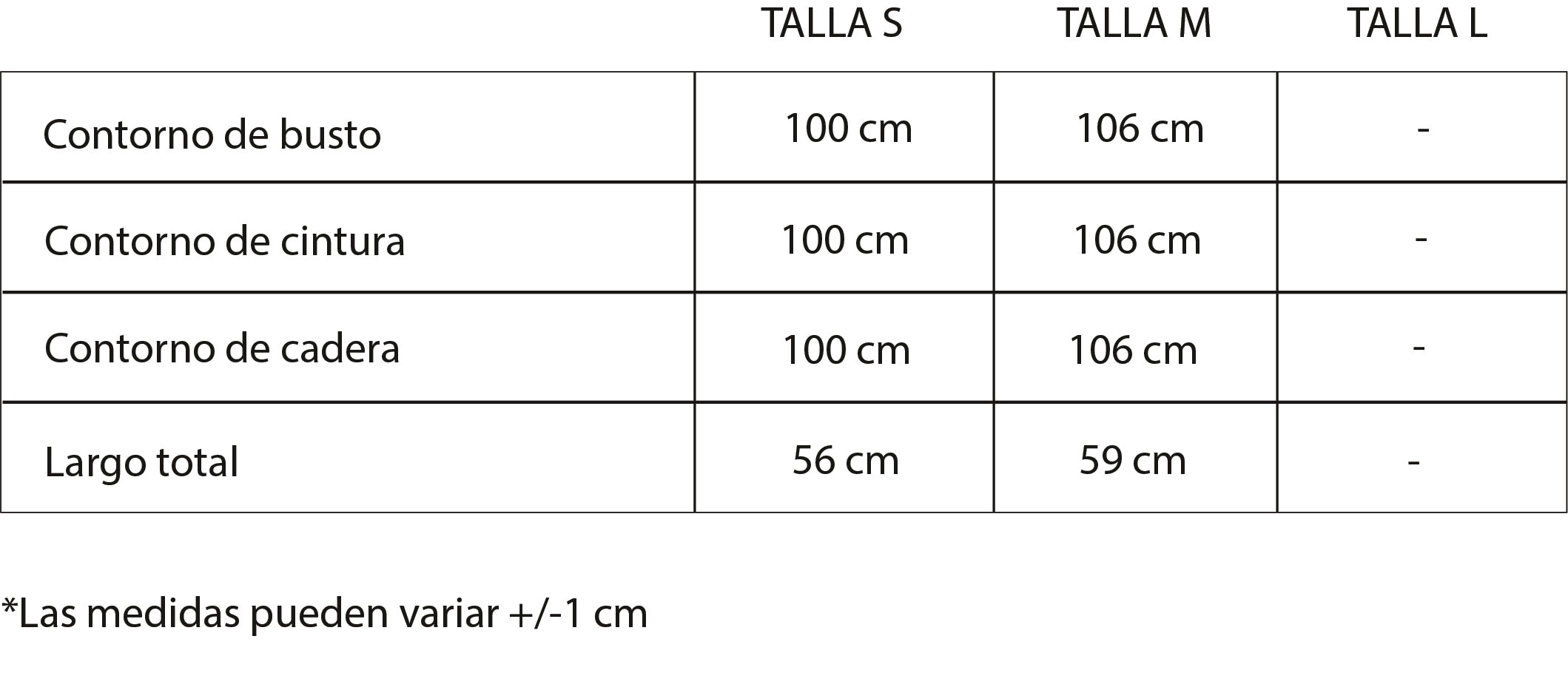 Guía de tallas