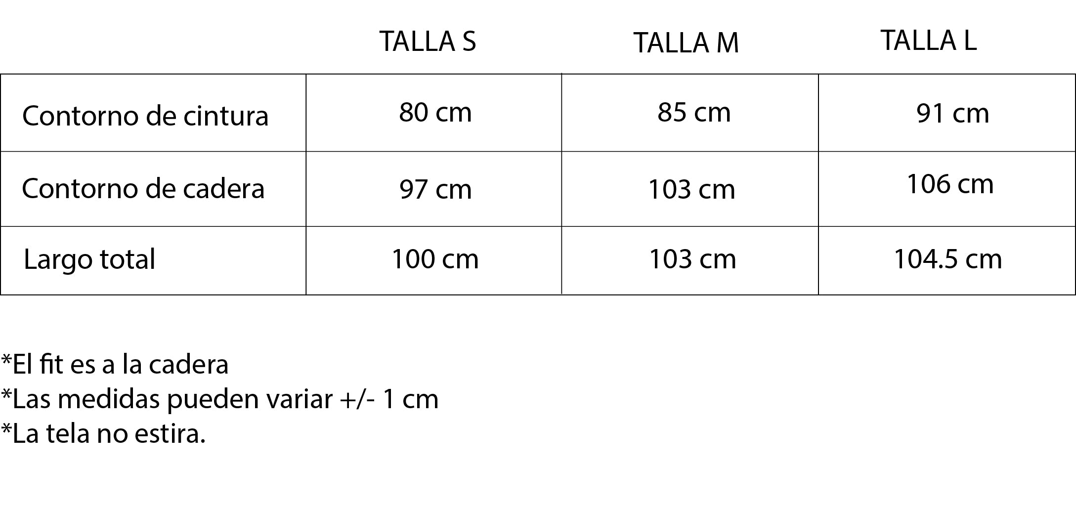 Guía de tallas