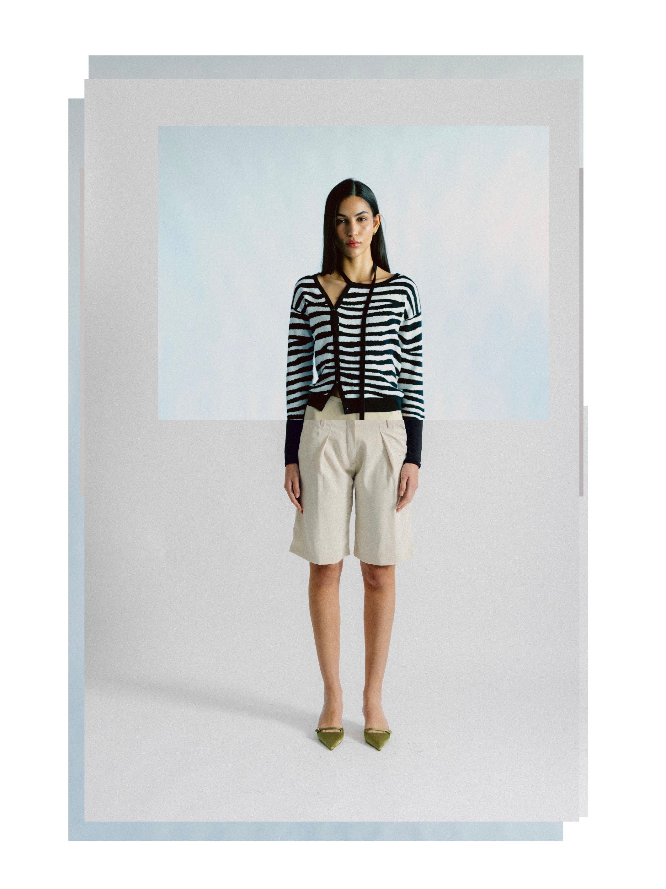 CHRISTY CARDIGAN zebra + JUNE BERMUDA cream