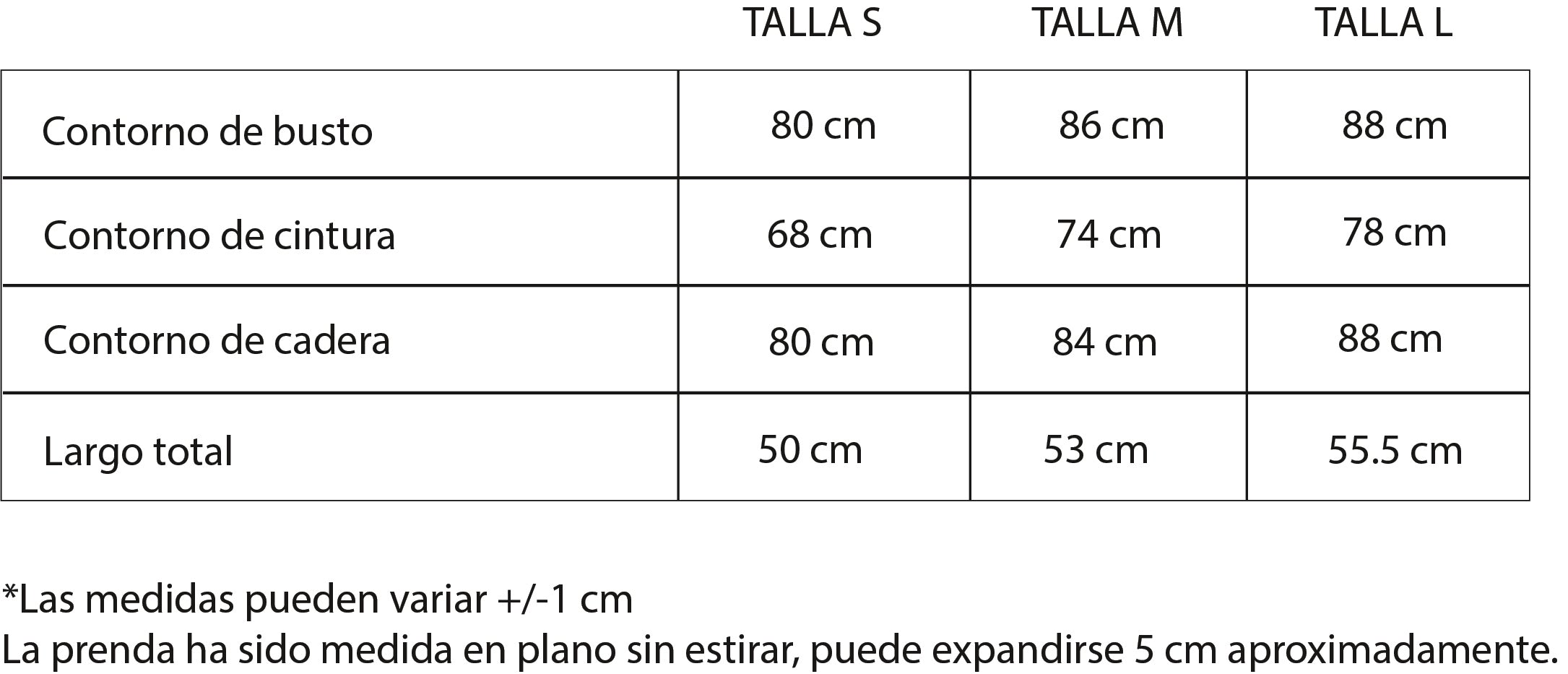 Guía de tallas
