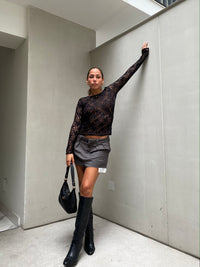 BE MINE LACE TOP - BLACK