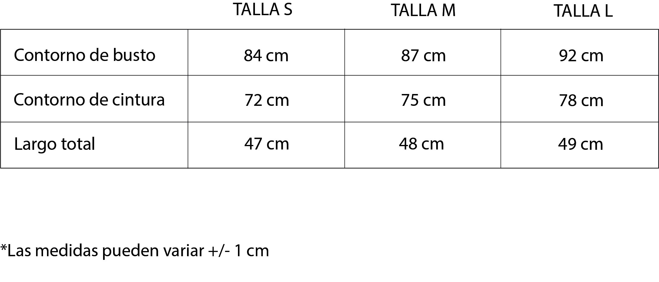 Guía de tallas