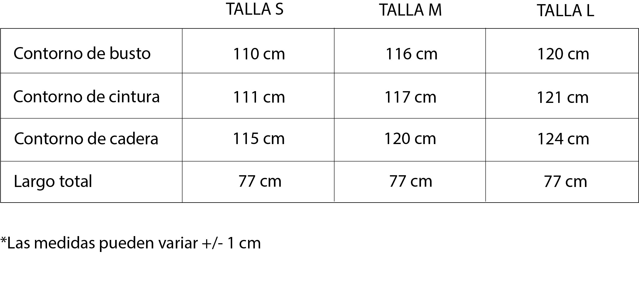 Guía de tallas