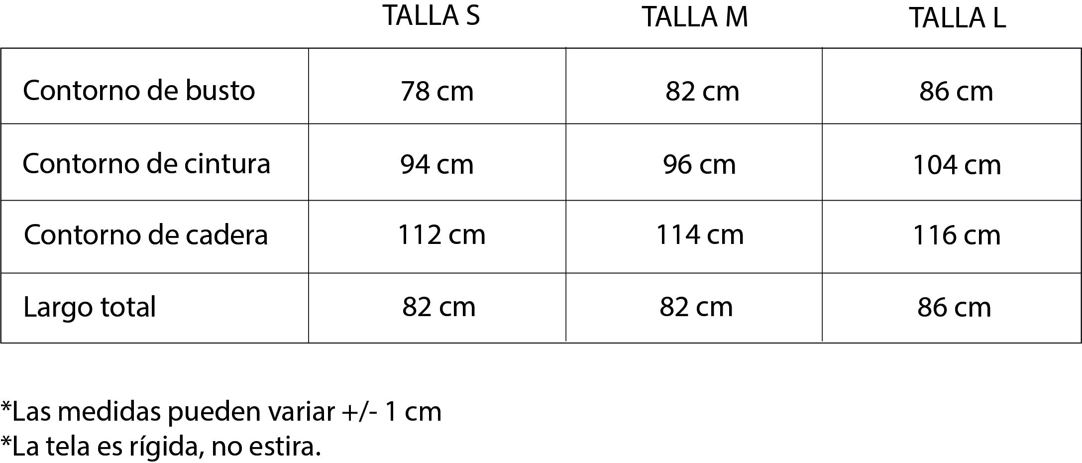 Guía de tallas