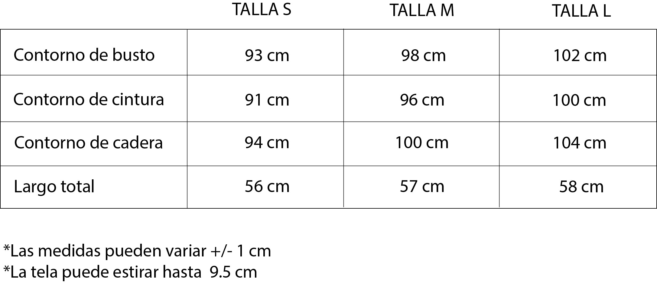 Guía de tallas