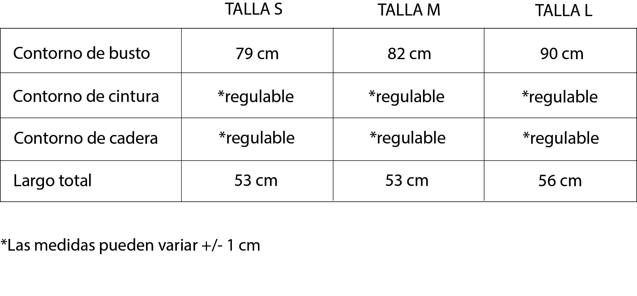 Guía de tallas