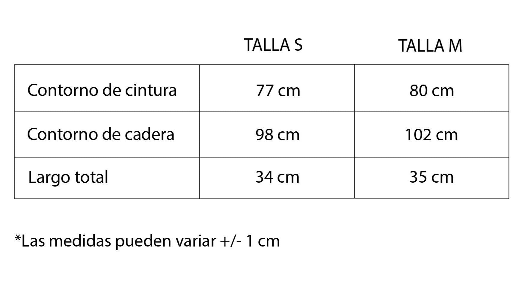 Guía de tallas
