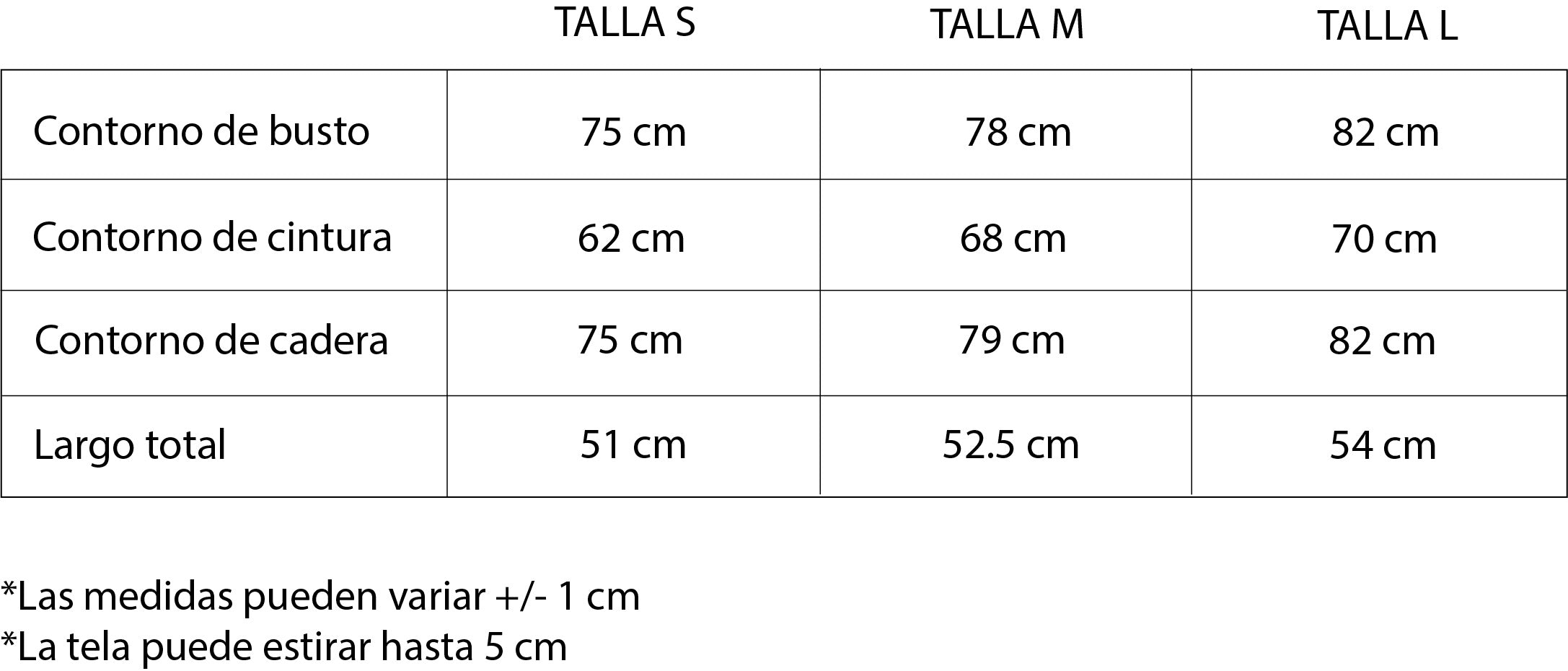 Guía de tallas