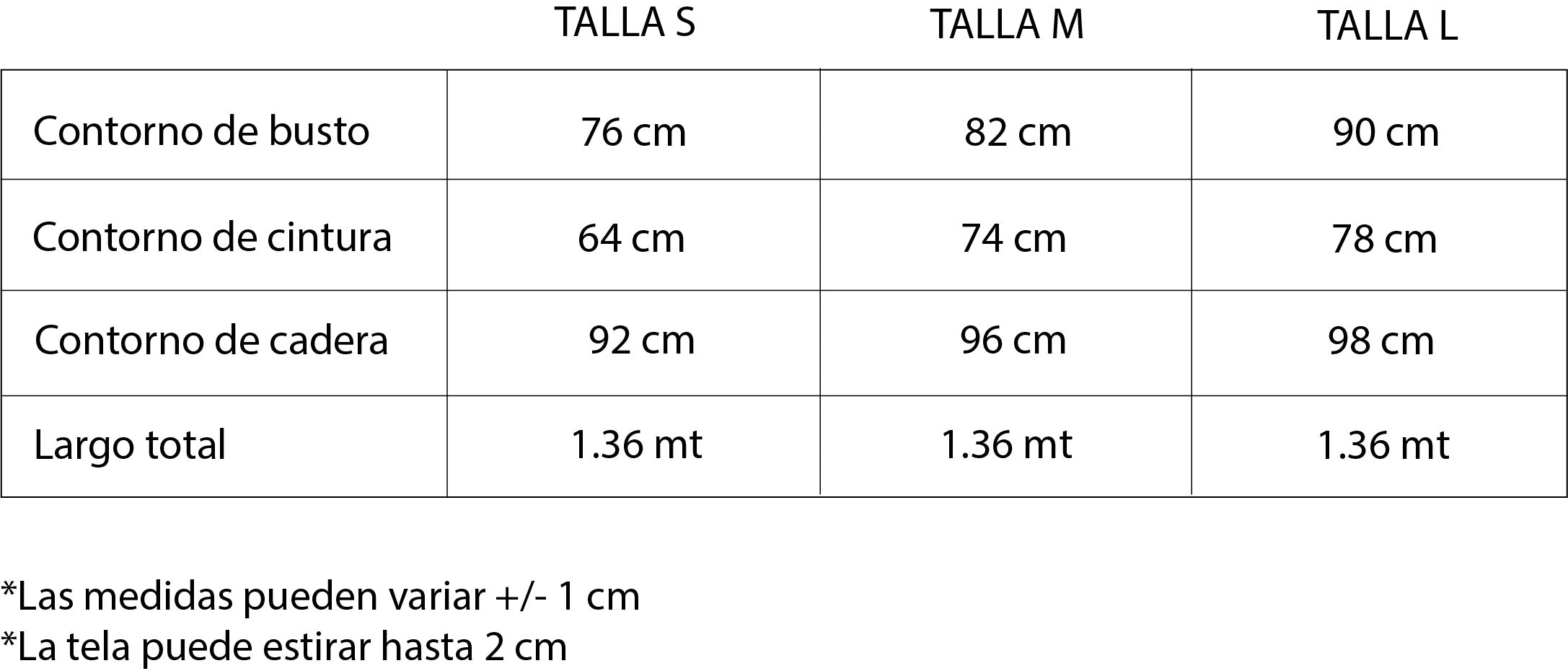 Guía de tallas
