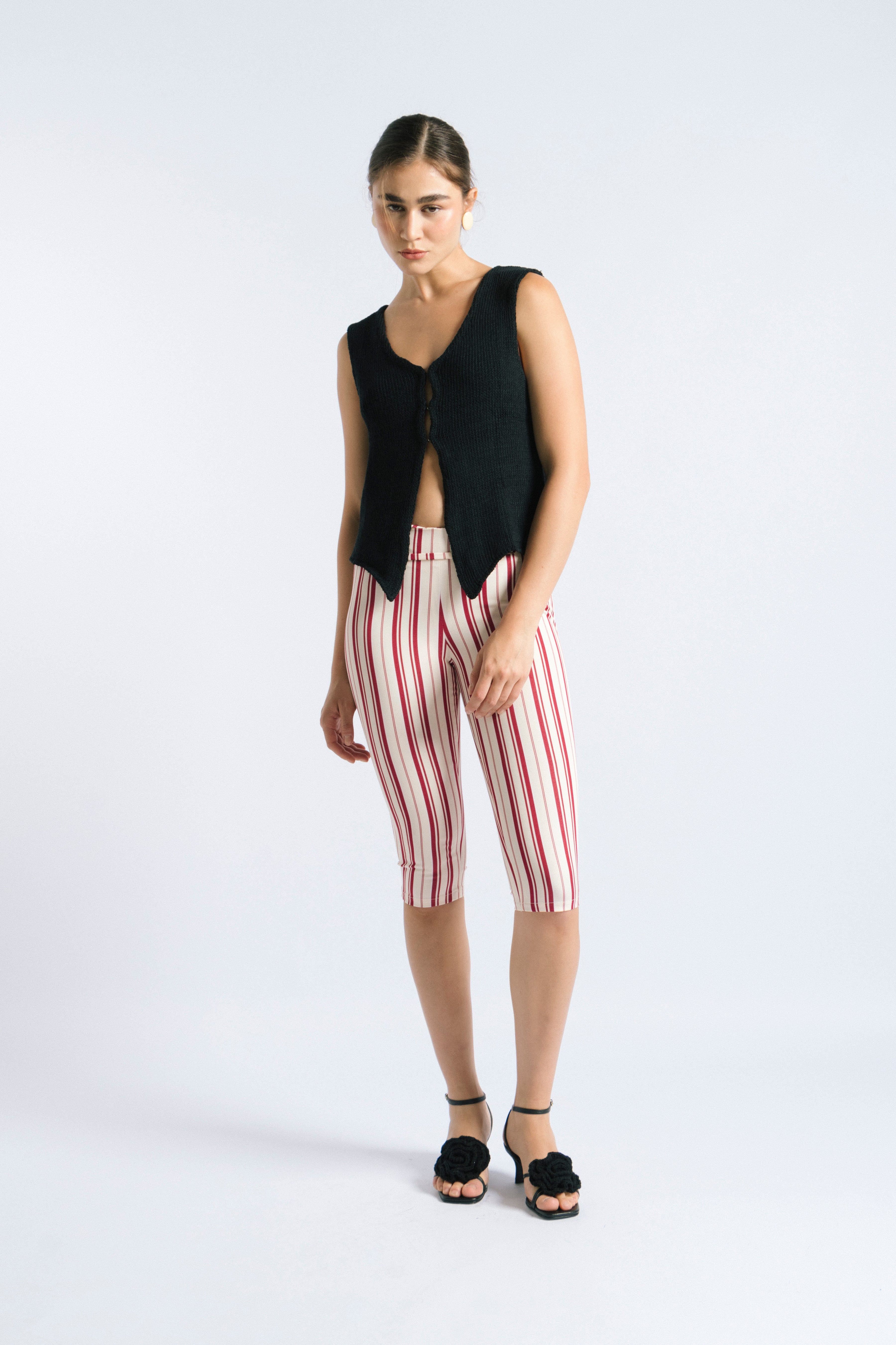 NARA CAPRI PANTS - cream & cherries